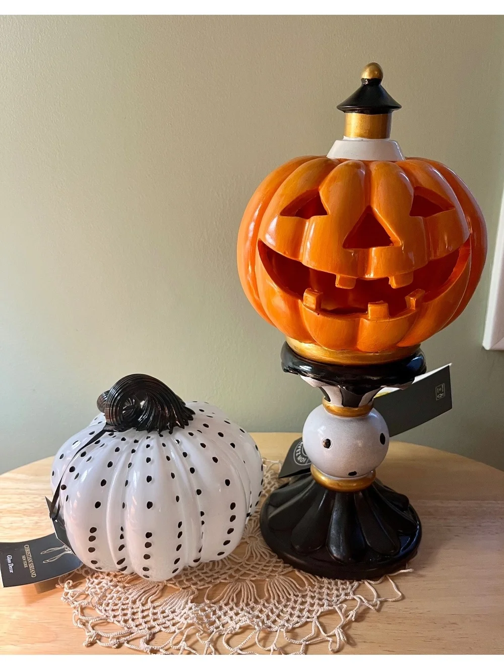 Christian Serrano Glass Pumpkin Halloween Decor Set - Orange & White